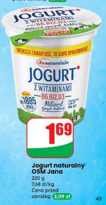 Jogurt naturalny OSM Jana promocja w Dino