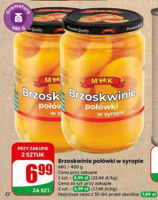 Brzoskwinie połówki w syropie promocja w Dino