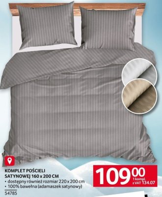 Komplet pościeli satynowej 160 x 200 cm promocja w Selgros