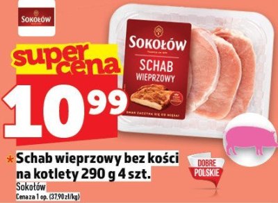 Schab wieprzowy bez kości na kotlety Sokołów 290 g 4 szt. promocja w TOPAZ