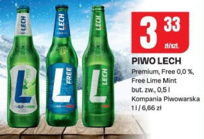 Piwo LECH Premium, Free 0,0%, Free Lime Mint but. zw. promocja w Chorten