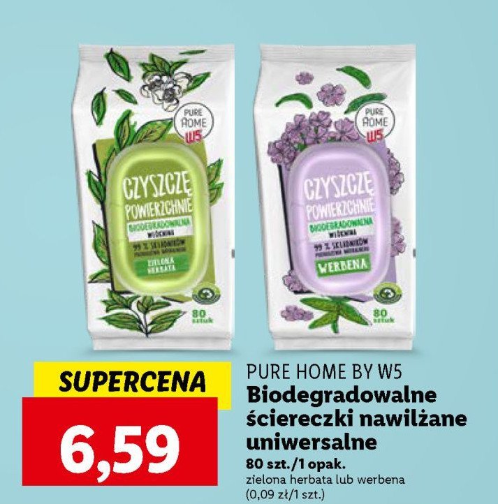 Ściereczki nawilżane werbena Pure by home by w5 promocja