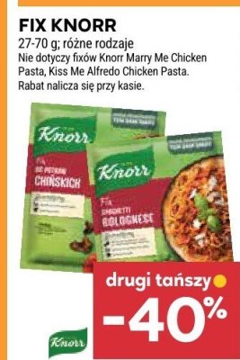 Fix Knorr różne rodzaje promocja w Stokrotka