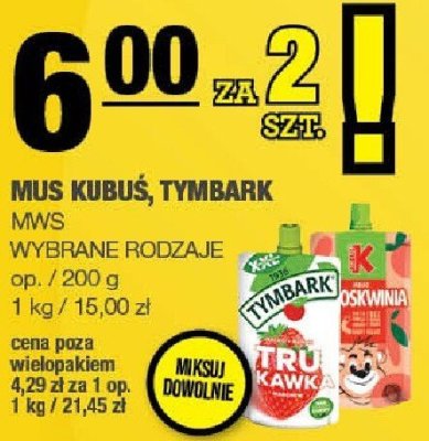 Mus Kubuś, Tymbark MWS wybrane rodzaje promocja w SPAR