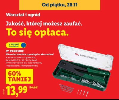 Nitownica do nitów zrywalnych z akcesoriami promocja w Lidl