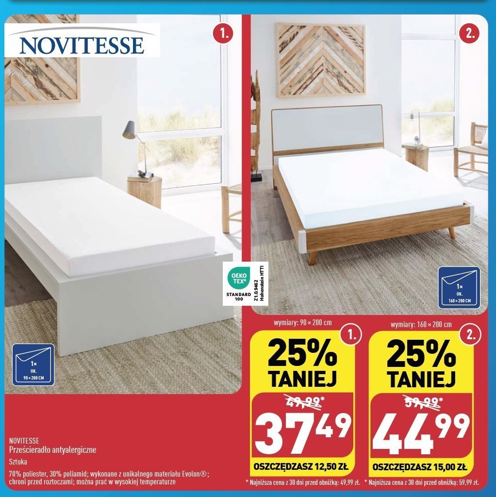 Prześcieradło antyalergiczne 160 x 200 cm Novitesse promocja