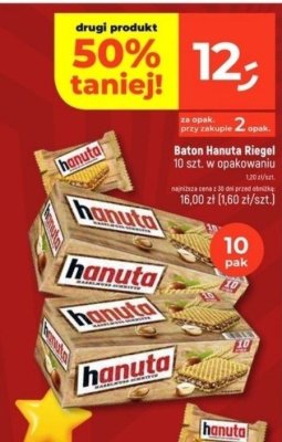 Baton Hanuta Riegel 10 szt. w opakowaniu promocja w Dealz