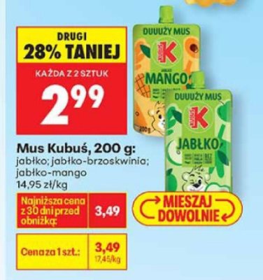 Mus 200g jabłko-brzoskwinia promocja w Biedronka