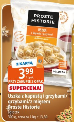 Uszka z kapustą i grzybami / grzybami / z mięsem Proste Historie Iglotex promocja w Leclerc