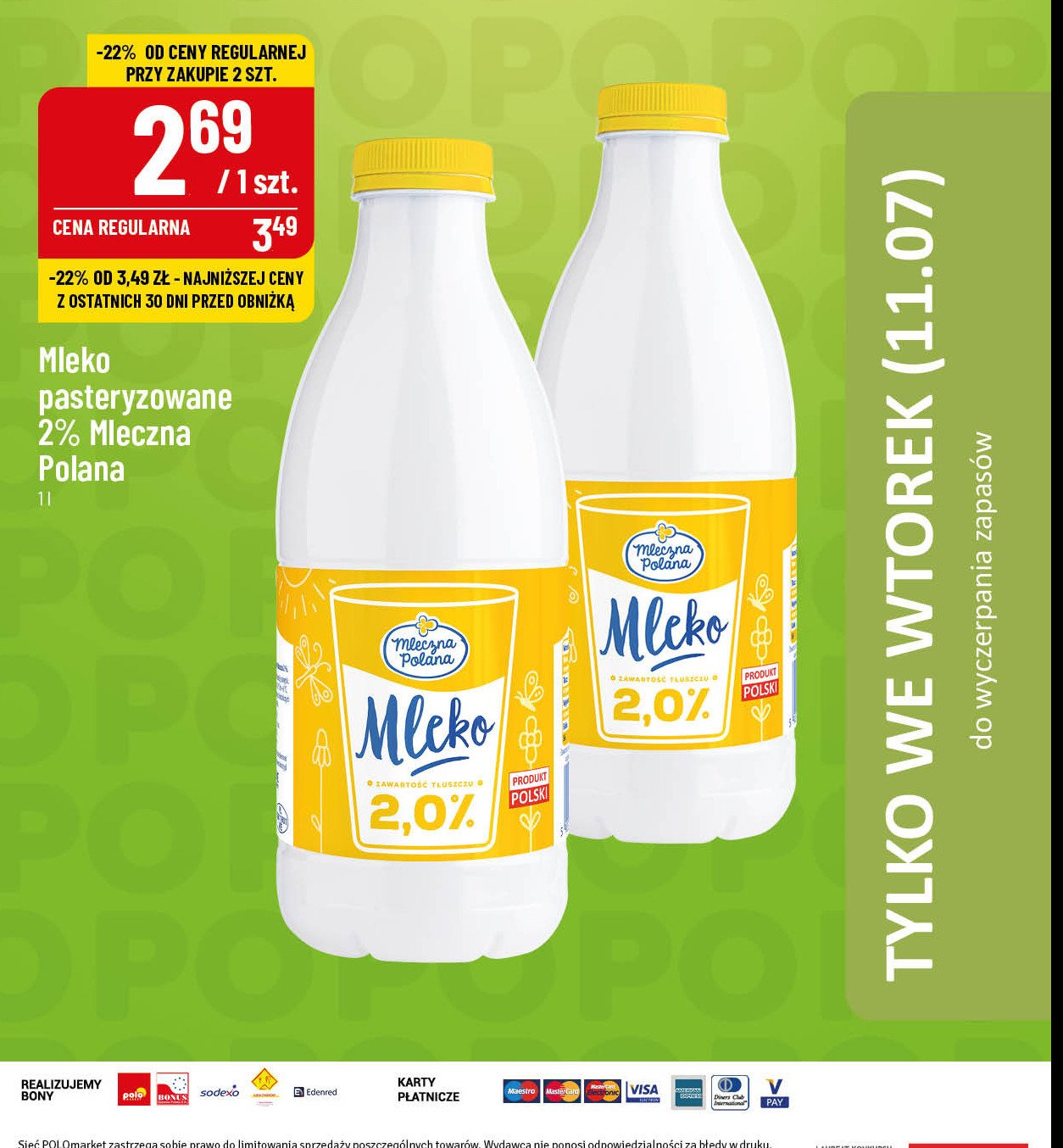 Mleko 2 % Mleczna polana promocja