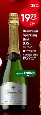 Wino musujące Beauvillon Sparkling Brut 0,75l promocja w Żabka
