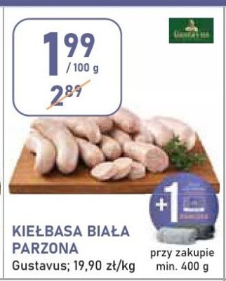 Kiełbasa biała parzona Gustavus promocja w Stokrotka