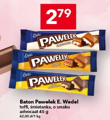 Baton Pawełek E. Wedel toffi, śmietanka, o smaku advocaat 45 g promocja w LEWIATAN