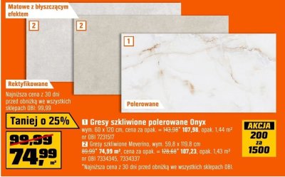 Gresy szkliwione polerowane Onyx promocja w OBI
