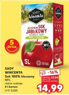 Sok jabłkowy 100% tłoczony NFC promocja w Kaufland