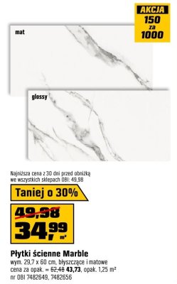 Płytki ścienne Marble mat promocja w OBI