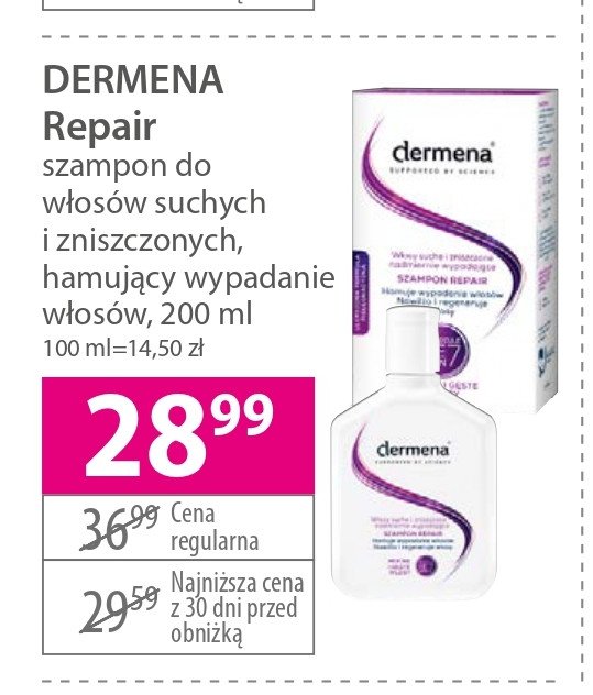 Szampon do w艂os贸w suchych i zniszczonych DERMENA REPAIR promocja