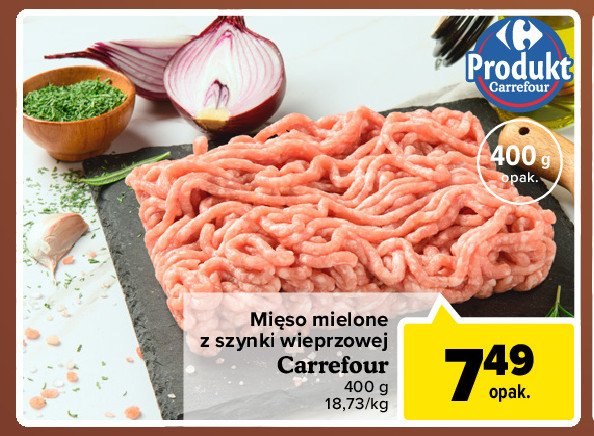 Mięso mielone z szynki wieprzowej Carrefour targ świeżości promocje