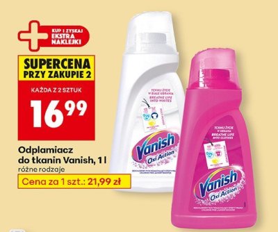 Odplamiacze do tkanin Vanish, 1 l różne rodzaje promocja w Biedronka