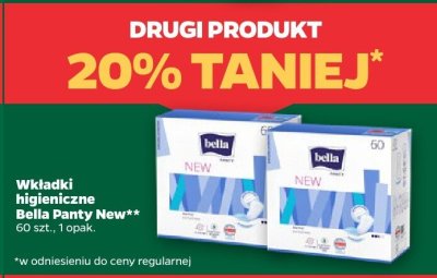 Wkładki higieniczne Panty New** 60 szt. DRUGIE -60% promocja w Netto