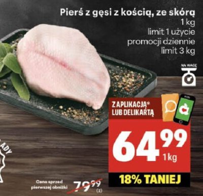 Pierś z gęsi z kością, ze skórą promocja w Delikatesy Centrum
