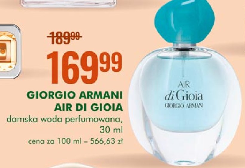 Woda perfumowana Giorgio armani air di gioia promocja