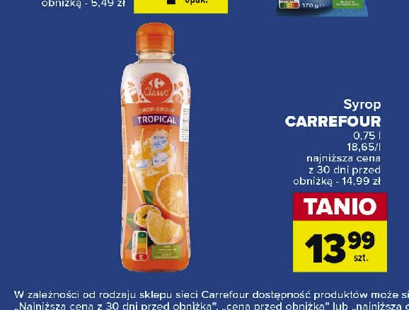 Syrop tropical Carrefour promocja
