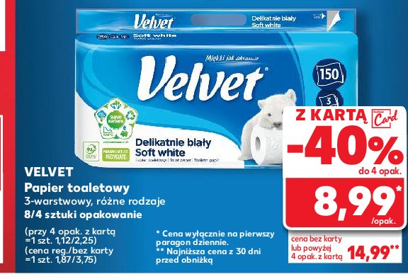 Papier toaletowy biały Velvet promocja