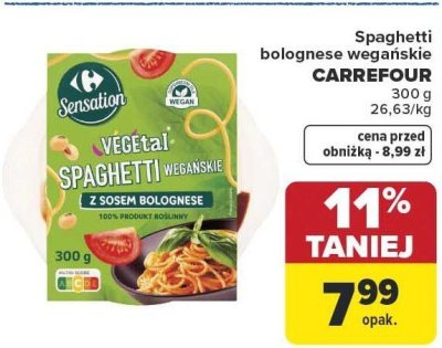 Spaghetti bolognese wegańskie Carrefour promocja w Carrefour