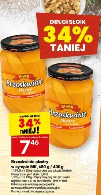 Brzoskwinie plastry w syropie MK, 680 g / 400 g promocja w Twój Market