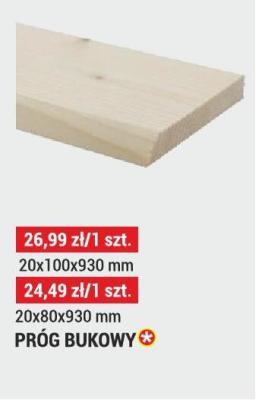 Deska drewniana próg bukowy 20x90x930 mm promocja w Merkury Market