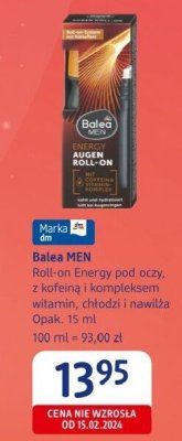 Roll-on Balea MEN Energy pod oczy, z kofeiną, panthenolem, witamin, chłodzi i nawilża promocja w Drogerie DM