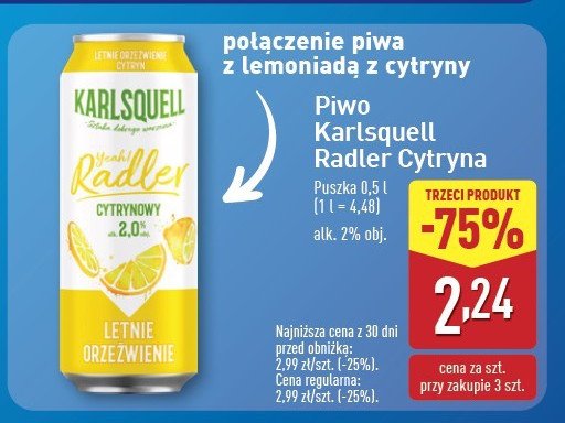 Piwo Krafter radler cytrynowy promocja w Aldi