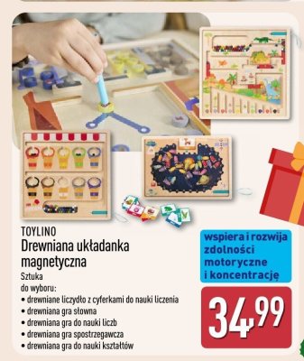 Drewniana układanka magnetyczna TOYLINO promocja w Aldi