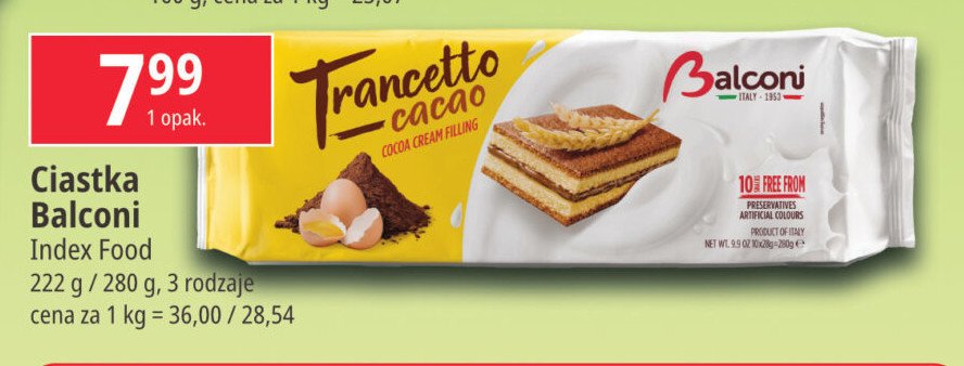 Ciastka trancetto cacao Balconi promocja