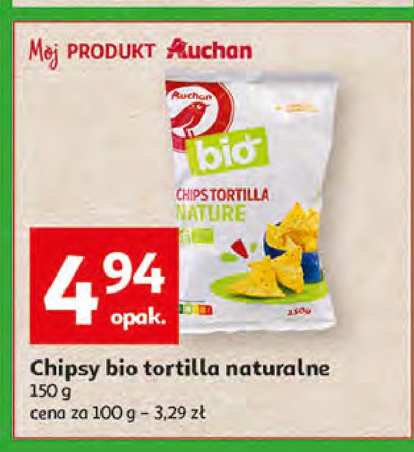 Tortilla chips naturalne Auchan bio promocje