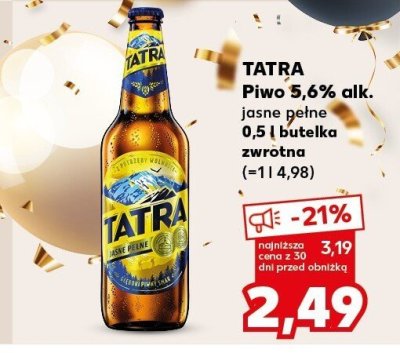 Piwo Tatra jasne pełne 0.5l promocja w Kaufland