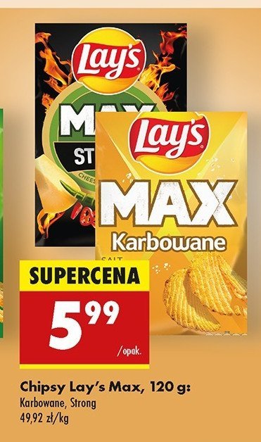 Chipsy cheese & cayenne Lay's max strong promocja w Biedronka