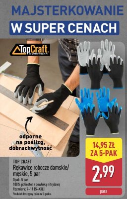 Rękawice robocze damskie/męskie 5 par promocja w Aldi