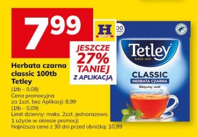 Herbata czarna classic 100tb - Tetley promocja w Hitpol