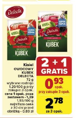 Kisiel malinowy z kawa艂kami owoc贸w Delecta owocowy kubek promocja