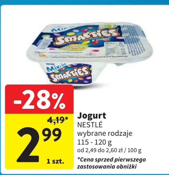 Jogurt Smarties promocja w Intermarche