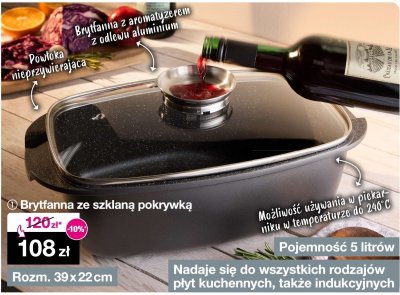 Brytfanna ze szklaną pokrywką 39x22cm pojemność 5 litrów promocja w Woolworth