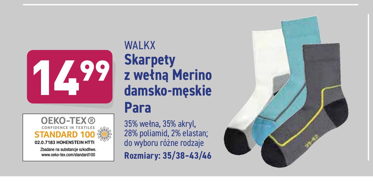 Skarpety damskie z bawełna bio rozm. 35/38-43/46 Walkx promocja