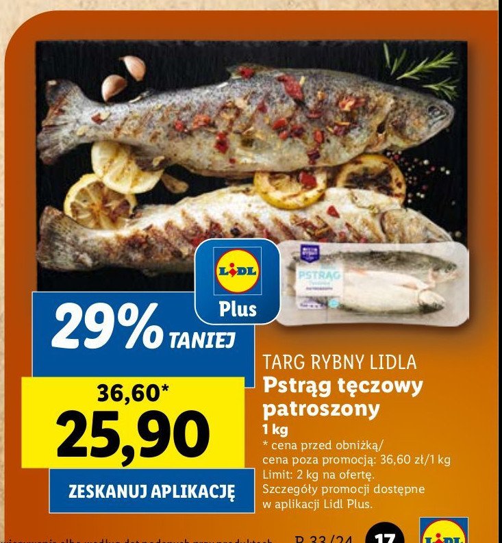 Pstrąg tęczowy patroszony Rybny targ lidla promocja