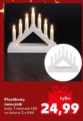Świecznik plastikowy biały 7 świeczek LED na baterie 2 x AA4 promocja w Kaufland