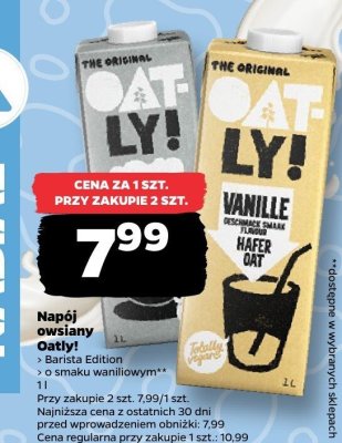 Napój owsiany Oatly Barista Edition o smaku waniliowym promocja w Netto