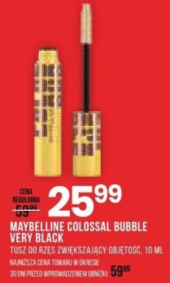 Tusz do rzęs MAYBELLINE COLOSSAL BUBBLE VERY BLACK promocja w Drogerie Natura
