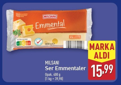 Ser emmental Milsani promocja w Aldi