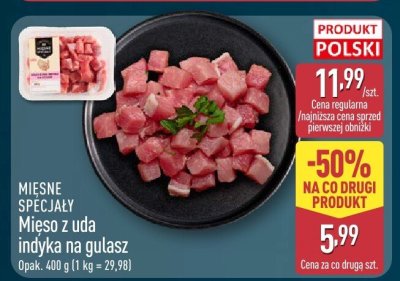 Mięso z uda indyka na gulasz promocja w Aldi